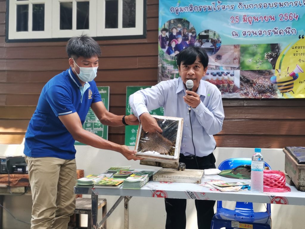 บูรณาการ ศสพ.ระยอง สอนกลุ่มเกษตรกรอำเภอบ้านค่าย เลี้ยงผึ้งเพื่อช่วยผสมเกสร