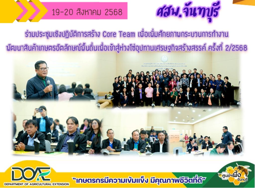 ร่วมประชุมเชิงปฏิบัติการสร้าง core team เพื่อเพิ่มศักยภาพกระบวนการทำงานพัฒนาสินค้าเกษตรอัตลักษณ์พื้นถิ่นเพื่อเข้าสู่ห่วงโซ่อุปทานเศรษฐกิจสร้างสรรค์ ครั้งที่ 2/2568